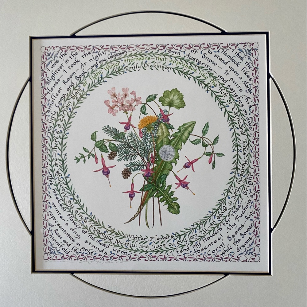 "Emily Dickinson's Winter Flowers" print by Susan Loy, signed and numbered